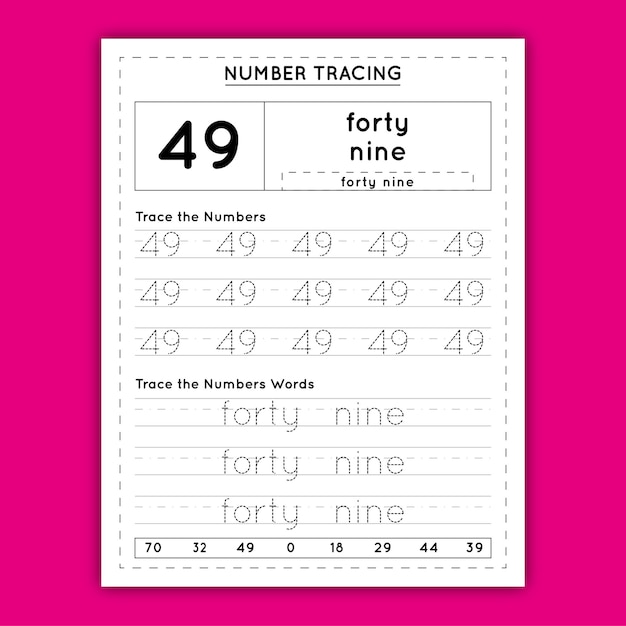 Number Tracing Worksheet for Kids