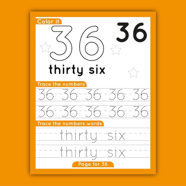 Vector number tracing worksheet for toddlers
