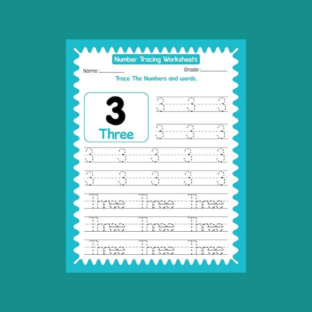 Number tracing worksheets for kids