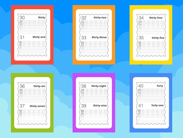 Number tracing worksheets