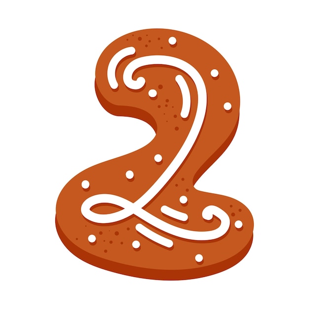 Number two made of glazed gingerbread