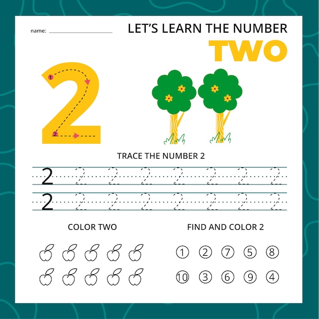 Number two worksheet for kids