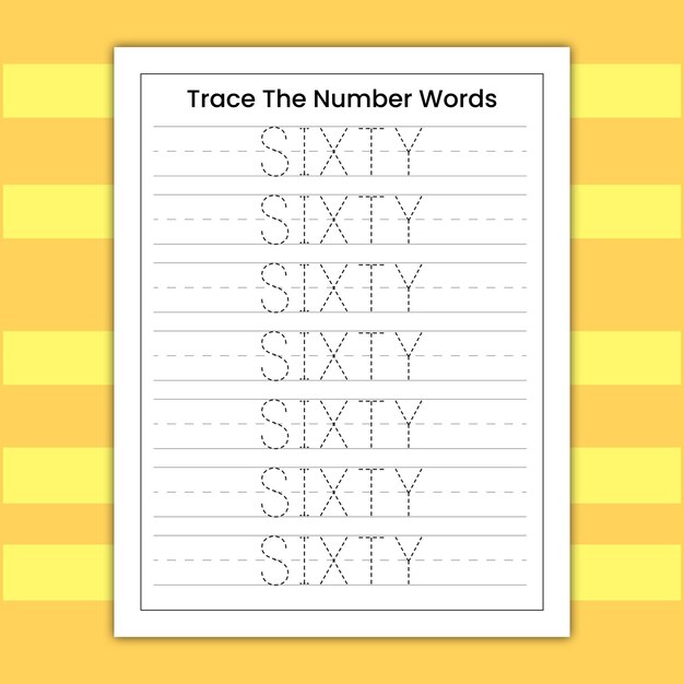 Number Word tracing practice for kids