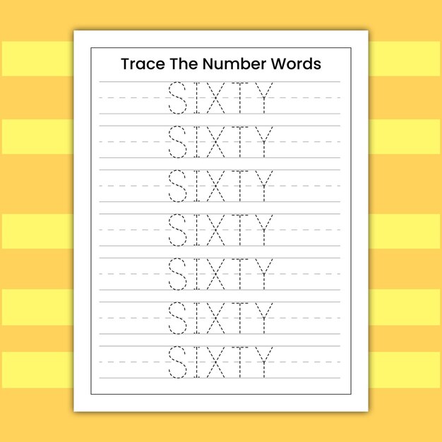 Number word tracing practice for kids