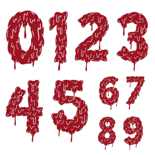 Vector number zombie blood halloween