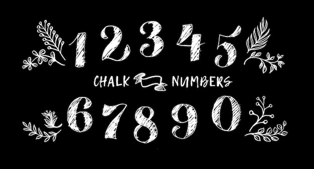 ベクトル 数字 09 と花の装飾要素は、黒板にチョークで書かれています。