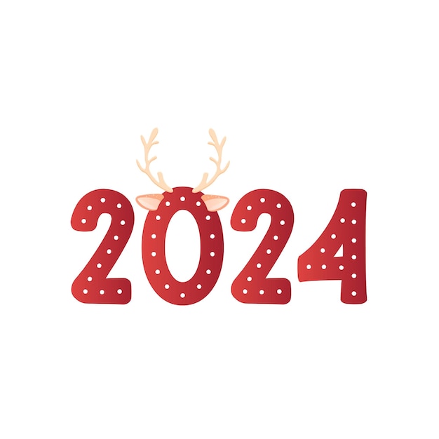 Цифры 2024 новый год векторная иллюстрация надписи в шляпе