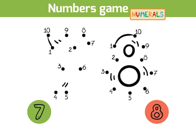 Numbers activity game for children Numerals seven eight Numbers from one to ten