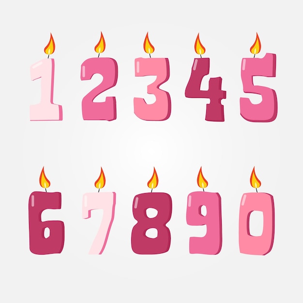 Numbers on a birthday cake in pink colors