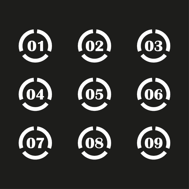 Numbers in circles for concept design. Circle frame set. Vector illustration.