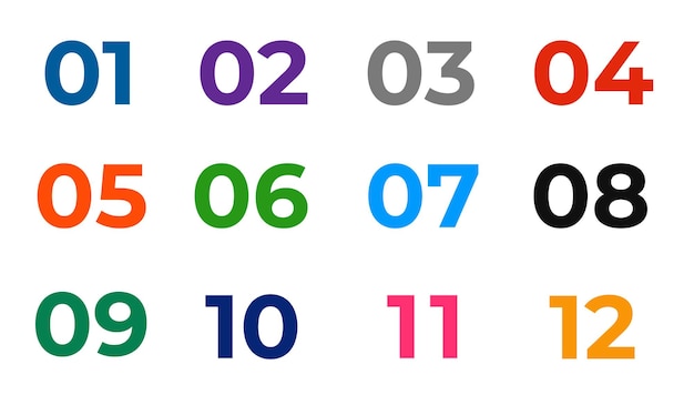Vettore numeri colorati isolati su sfondo bianco vettore isolato doodle illustrazione vettoriale