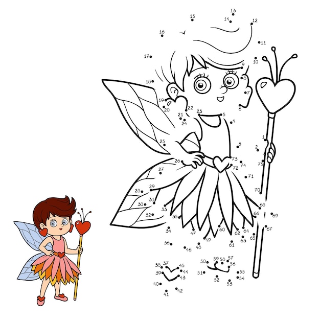 Numbers dot to dot game for children little fairy