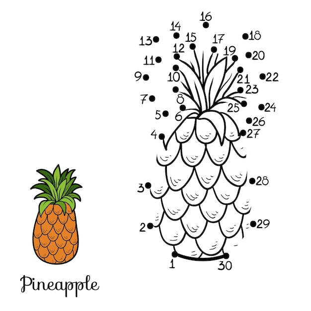 数字 ドットツードット ゲーム 果物と野菜 パイナップル