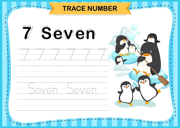 만화 어휘를 사용한 숫자 운동필기 그림 벡터 학습을 위한 추적 번호 디자인