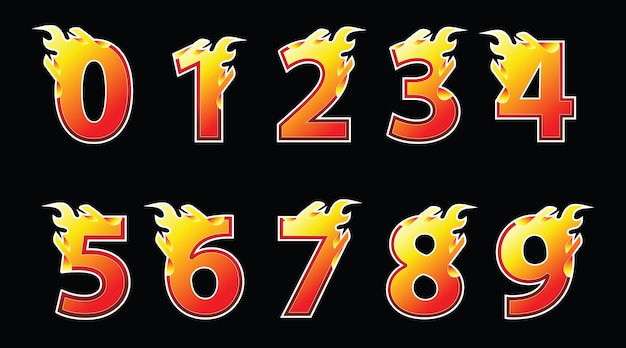 Vector numbers fire logo.