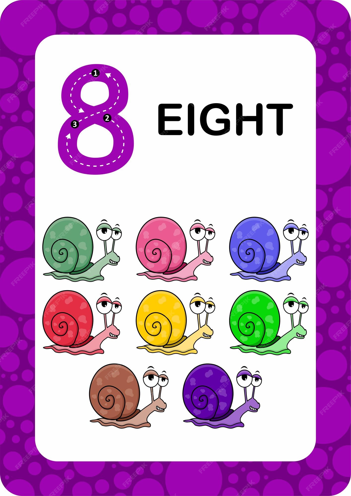 Premium Vector Numbers Flashcards Number Eight Educational Math Card