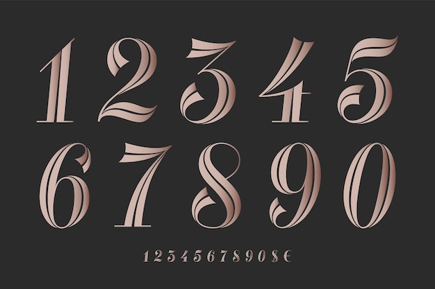 Numbers font classical elegant font