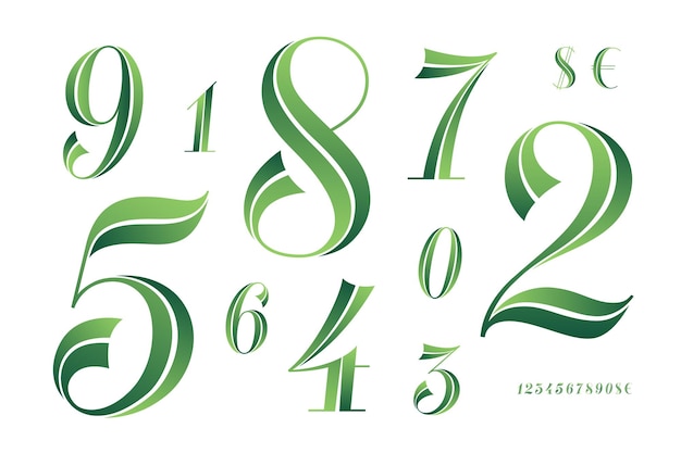 Numbers font 数字の古典的な幾何学的デザイン
