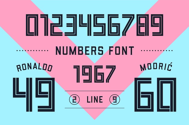 数字フォント。数字と数字のスポーツフォント。