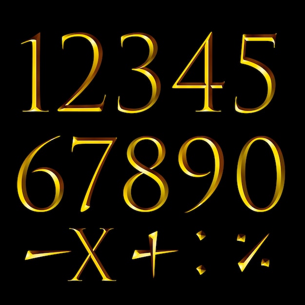 黒の背景にゴールドのテクスチャで1から10までの数字プロジェクトコンセプトラグジュアリーの数字