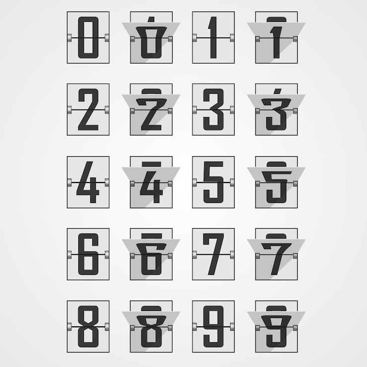 Vector numbers from mechanical scoreboard alphabet. vector illustration