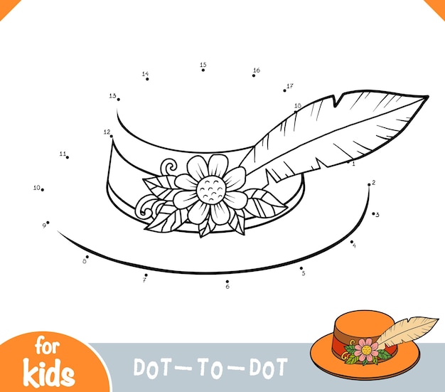 Numbers game dot to dot game for children flower straw hat