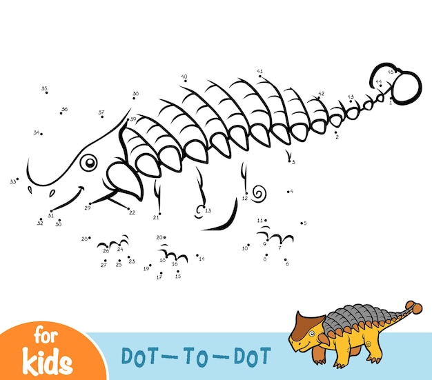 Numbers game, education dot to dot game for children, ankylosaurus