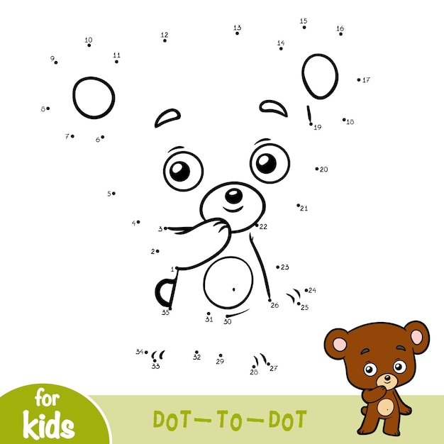 Numbers game, education dot to dot game for children, bear
