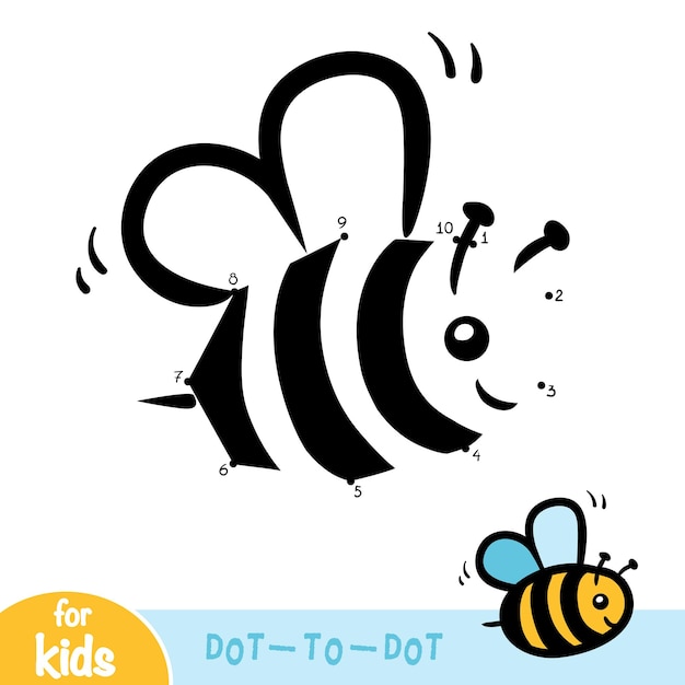 Vector numbers game education dot to dot game for children bee