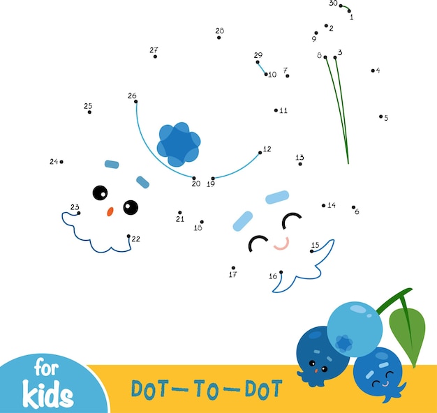 Numbers game, education dot to dot game for children, Blueberries