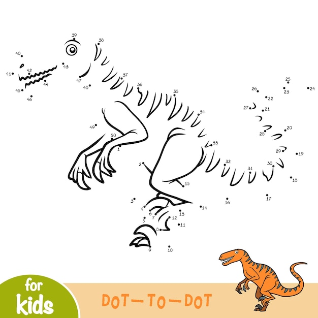 Vector numbers game, education dot to dot game for children, deinonychus