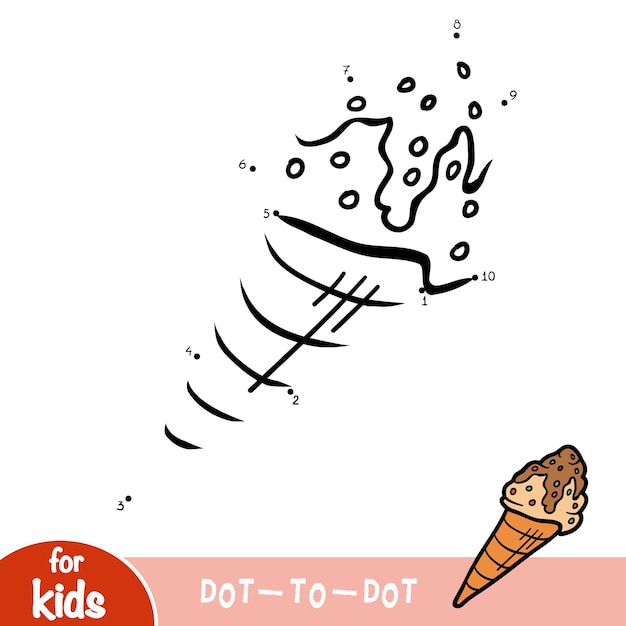 Numbers game education dot to dot game for children ice cream cone