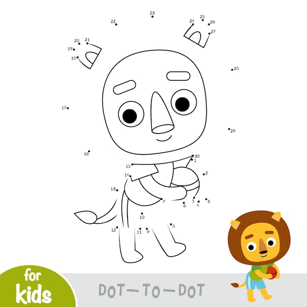 Numbers game education dot to dot game for children Lion and ball