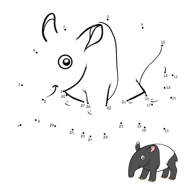 숫자 게임, 어린이를 위한 교육 도트 투 도트 게임, Malayan tapir
