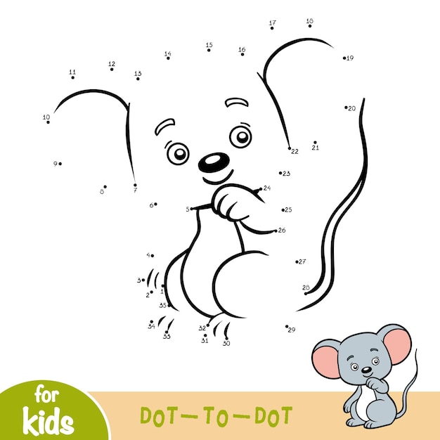 Numbers game, education dot to dot game for children, Mouse