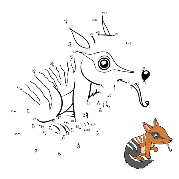 Numbers game, education dot to dot game for children, Numbat