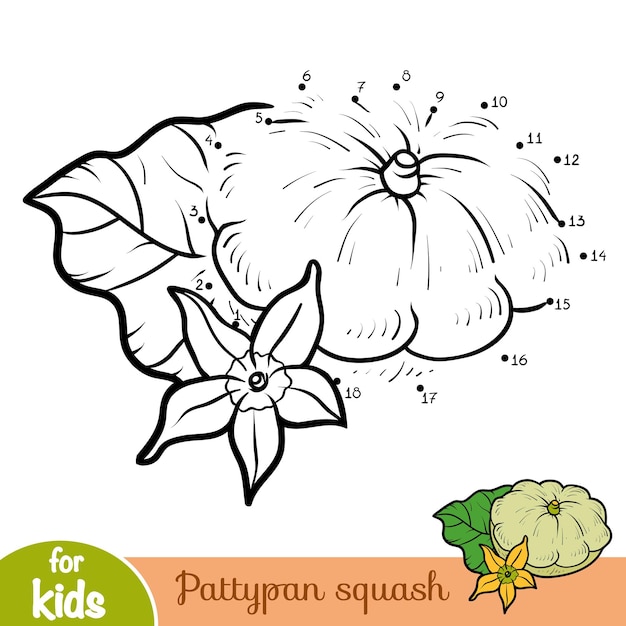 Numbers game, education dot to dot game for children, Pattypan squash