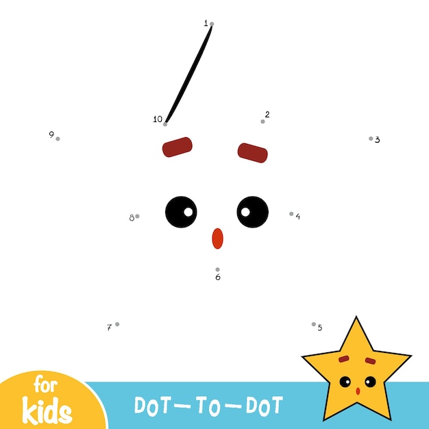 Игра чисел, образование точка-точка игра для детей. геометрическая форма звезды