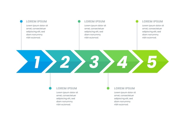 Numbers infographic for business options steps processes