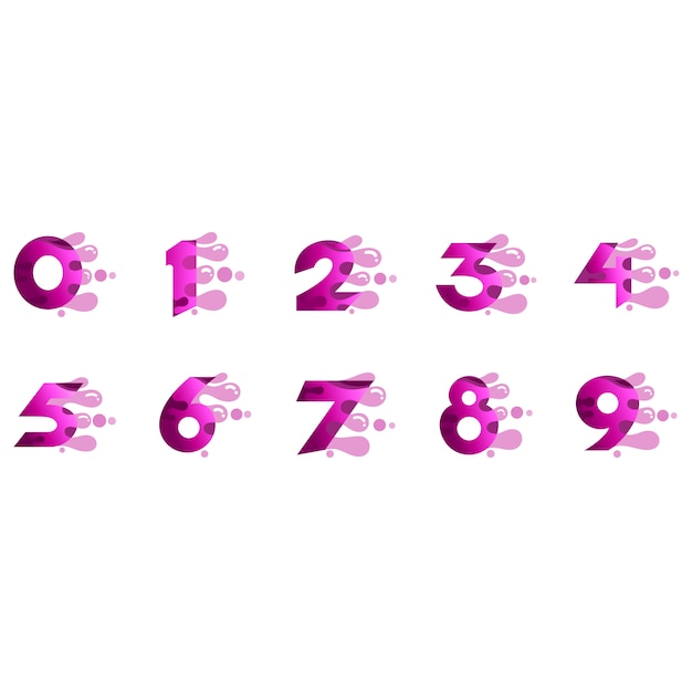 numbers logo set with fast bubble shape