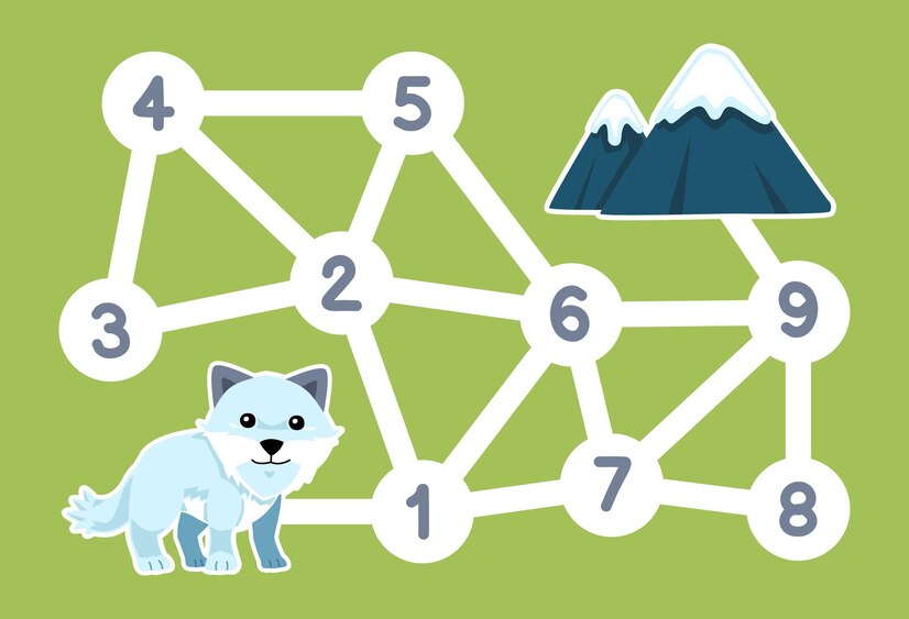 Premium Vector | Numbers maze for children help arctic fox move to the