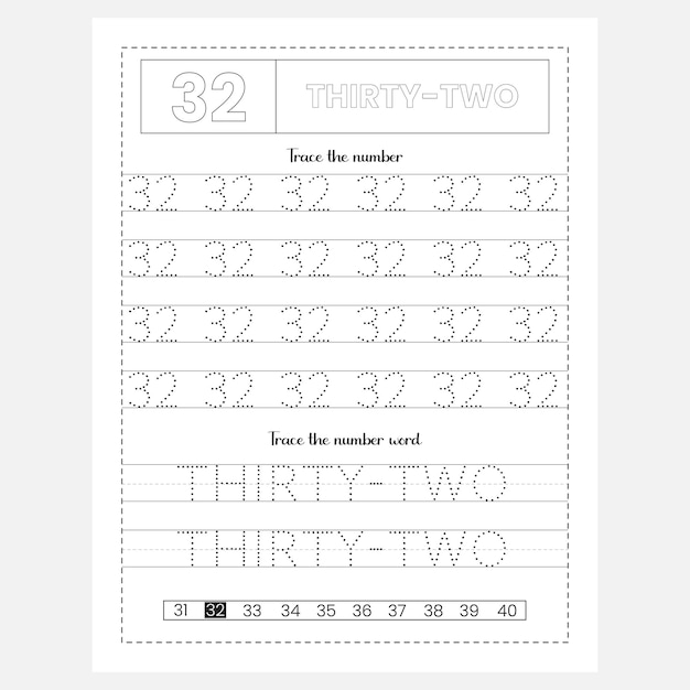 Numbers and number words tracing worksheet for kids and preschool