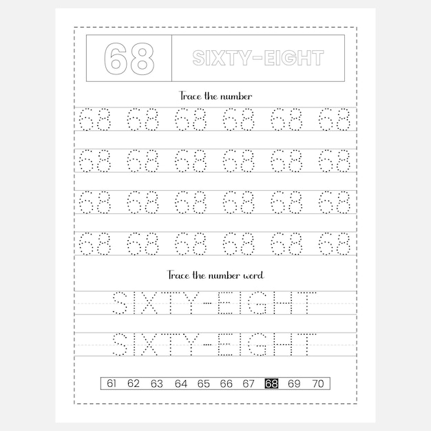 Numbers and number words tracing worksheet for kids and preschool