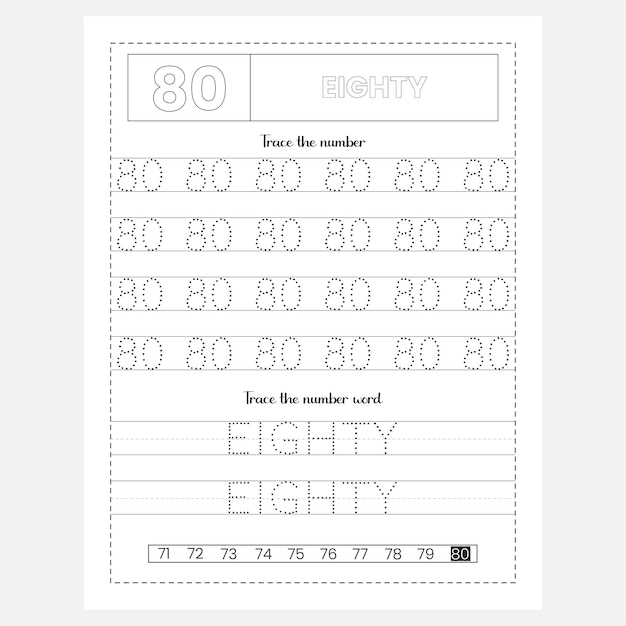 Numbers and number words tracing worksheet for kids and preschool