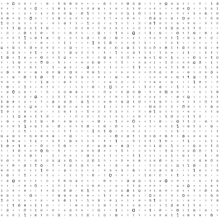 Vector numbers on the screen binary code stream computer matrix graphic data decryption algorithm