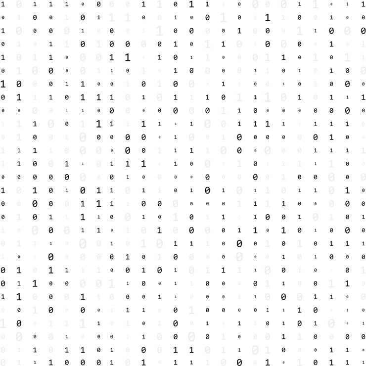 Vector numbers on the screen stream of binary code computer matrix graphic data algorithm