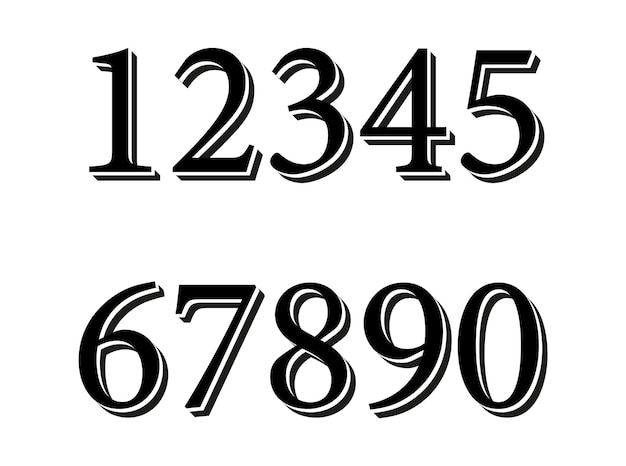 Numeri impostati hipster, parallel offset sottili linee di intersezione stile idea numeri tipografia elemento di design per invito a nozze, mockup di simboli logo matematici.