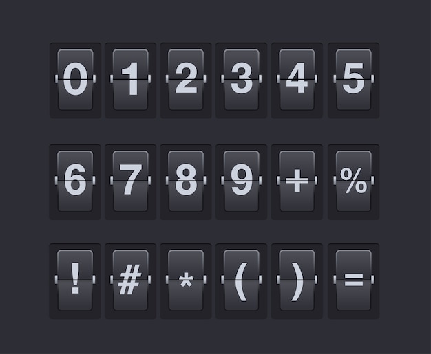 Vector numbers and symbols on a mechanical scoreboard