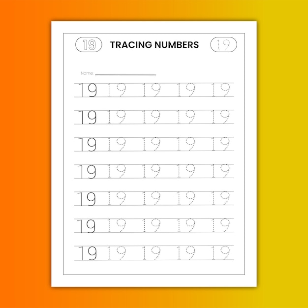 Numbers tracing worksheet for children