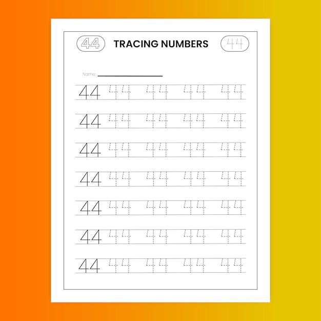 Numbers tracing worksheet for children